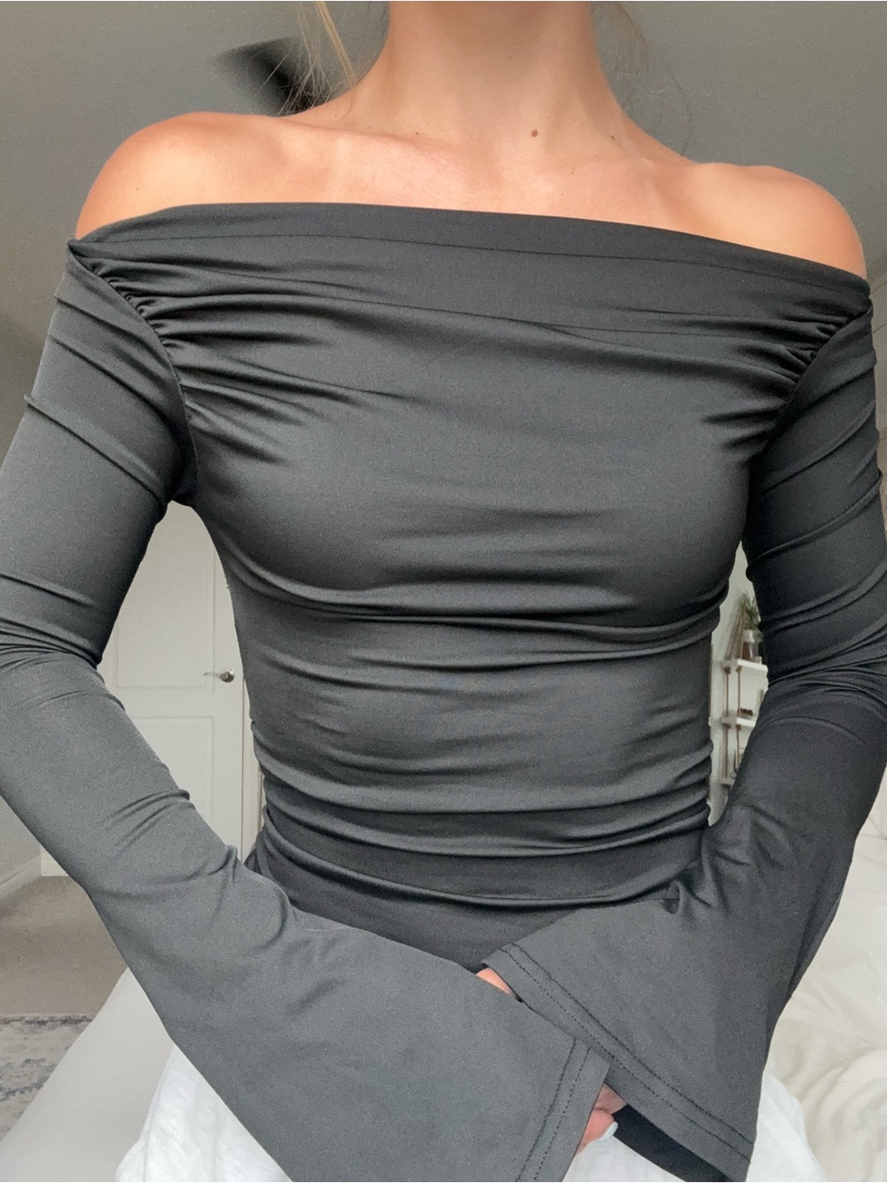 Edikted Off-Shoulder Long Sleeve Top